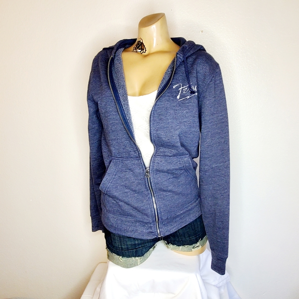 Fender & Lucky brand zip front hoodie in blue S - Picture 2 of 7